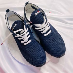 Mens KITON Mesh Sock Sneakers Navy Blue Sneakers Knit Lace up Sneakers